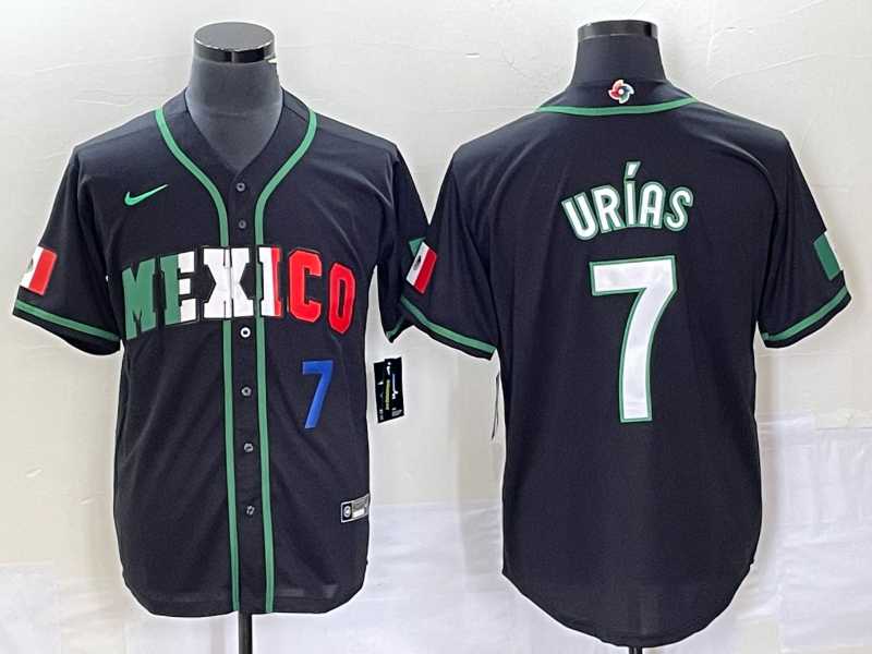 Mens Mexico Baseball #7 Julio Urias Number 2023 Black White World Classic Stitched Jersey6